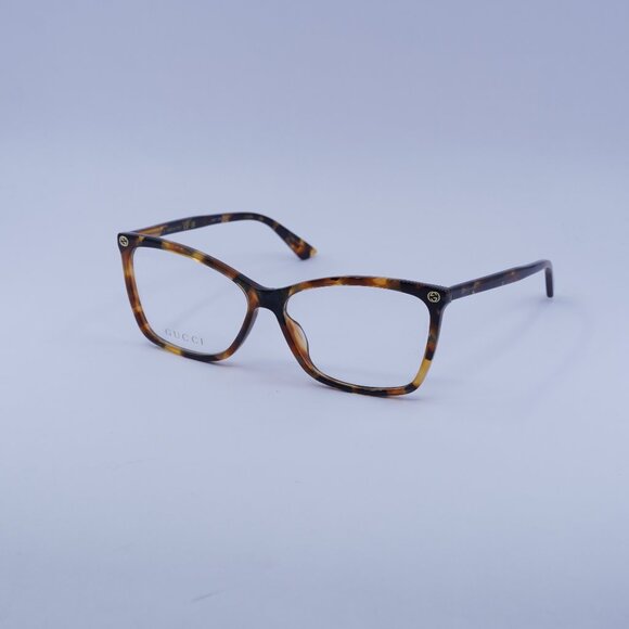Gucci GG0025O 016 Eyeglasses Havana 58mm Cat Eye Frame - Picture 1 of 10